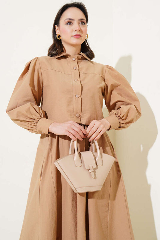 Veste à boutons-pression, gilet, costume deux pièces, couleur café au lait