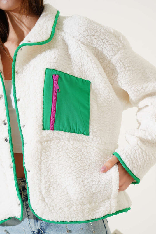 معطف مخملي بأزرار كبس