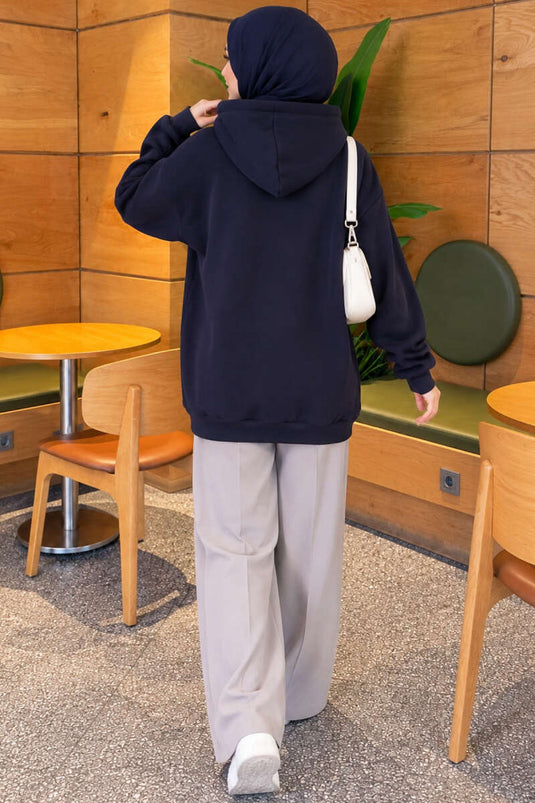 تونيك ثلاث طبقات أزرق بحلقات أزرار ومشابك