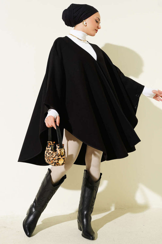 Snap-Button Basic Cloak Black