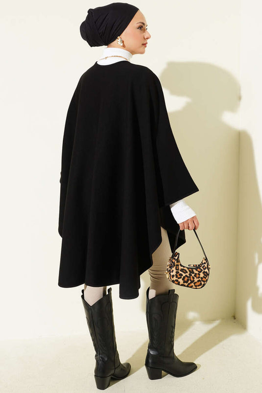 معطف واقٍ أساسي بأزرار كبس، أسود