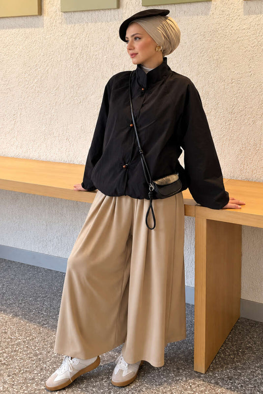Veste Parachute Noire À Pressions