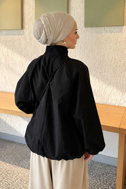 Veste Parachute Noire À Pressions