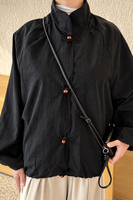 Veste Parachute Noire À Pressions
