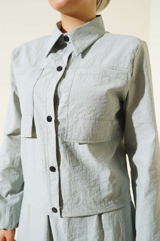 Çıtçıtlı Etekli Paraşüt İkili Takım Gri