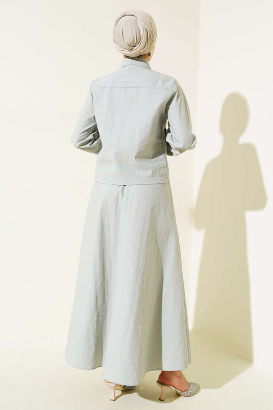 Çıtçıtlı Etekli Paraşüt İkili Takım Gri