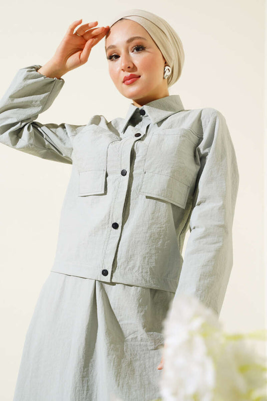 Çıtçıtlı Etekli Paraşüt İkili Takım Gri