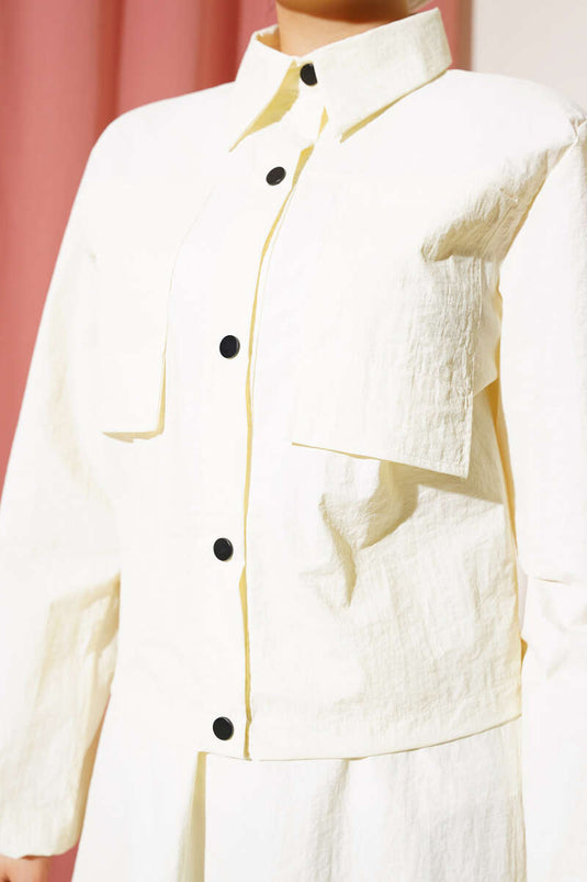 Çıtçıtlı Etekli Paraşüt İkili Takım Krem