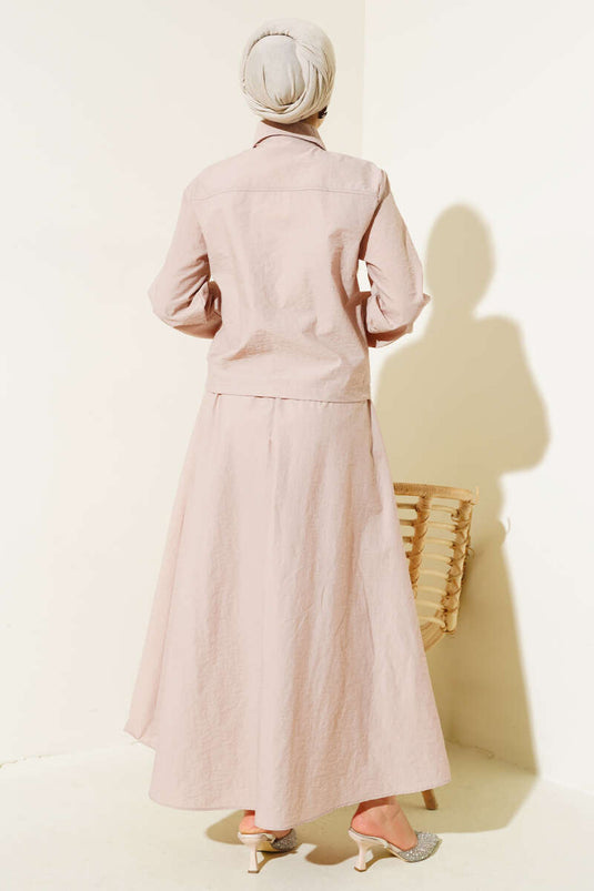 Çıtçıtlı Etekli Paraşüt İkili Takım Latte