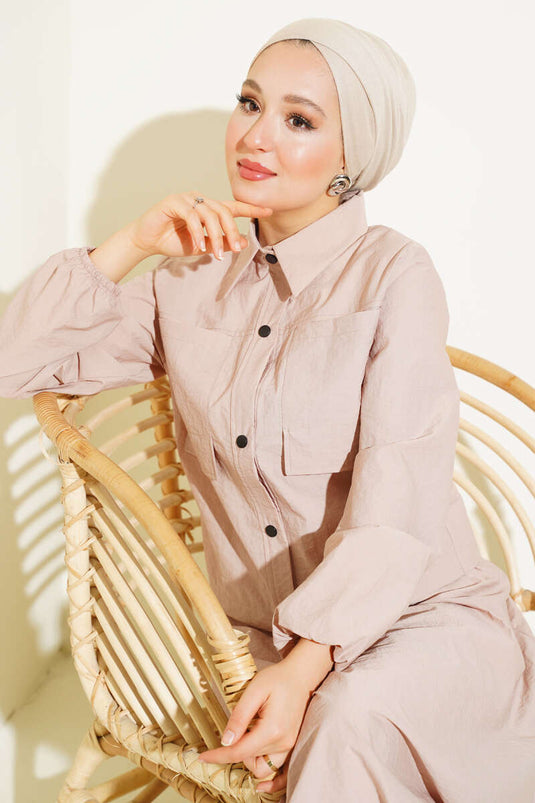 Çıtçıtlı Etekli Paraşüt İkili Takım Latte