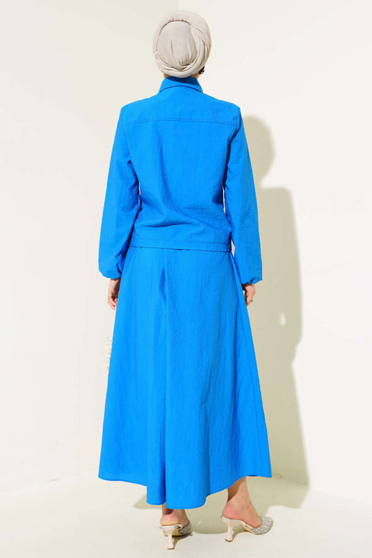 Çıtçıtlı Etekli Paraşüt İkili Takım Mavi