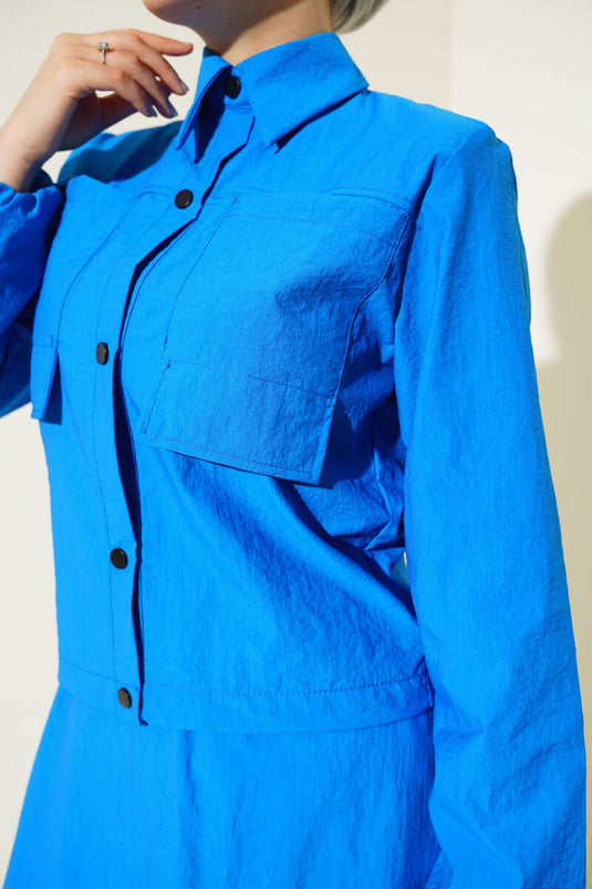 Çıtçıtlı Etekli Paraşüt İkili Takım Mavi