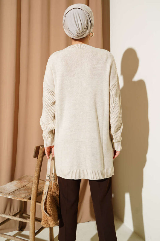 Tunique en tricot à rayures et motifs diamantés Pierre