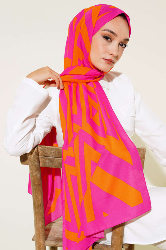 Medina-Schal mit Streifenmuster, Fuchsia