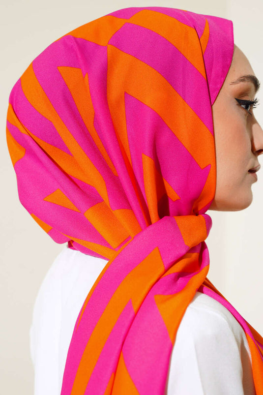 Medina-Schal mit Streifenmuster, Fuchsia