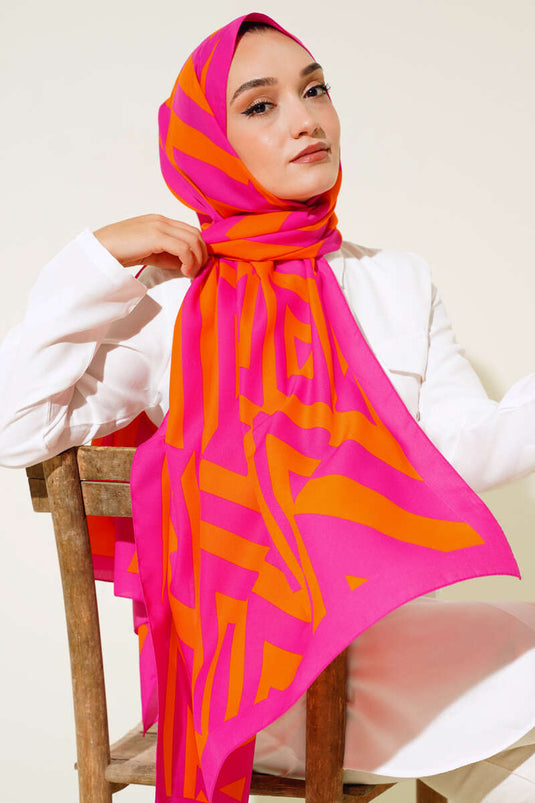 Medina-Schal mit Streifenmuster, Fuchsia