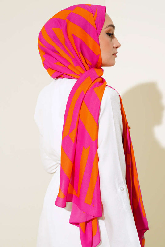 Medina-Schal mit Streifenmuster, Fuchsia