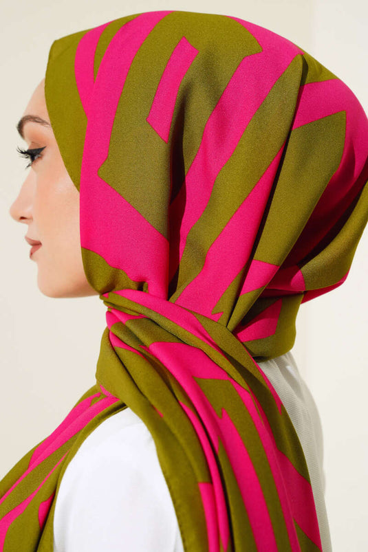 Line Pattern Medina Shawl Henna Green