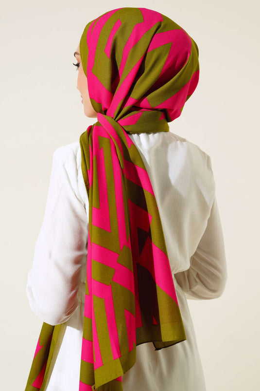 Line Pattern Medina Shawl Henna Green