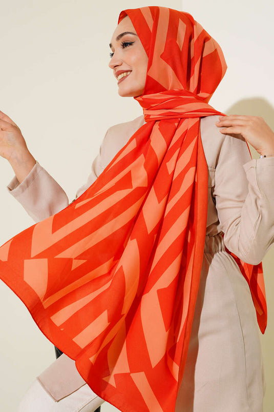 Line Pattern Medina Scarf Orange