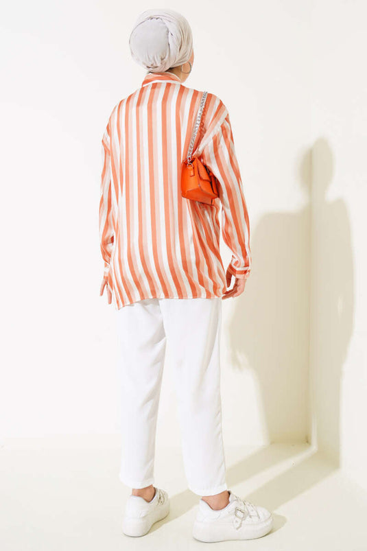 بلاط قميص ساتان بنمط مخطط