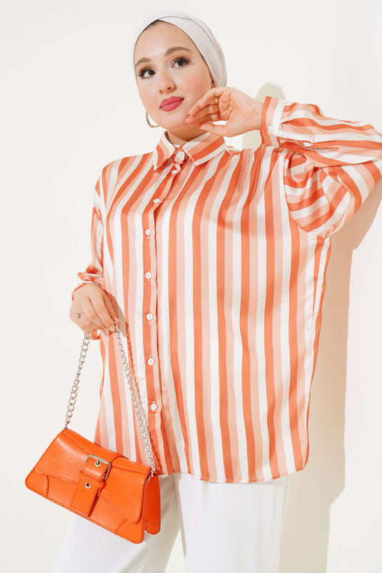 بلاط قميص ساتان بنمط مخطط