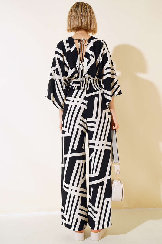 Çizgi Desenli İkili Takım Siyah