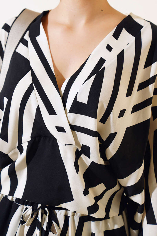 Çizgi Desenli İkili Takım Siyah