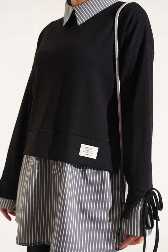 Completo In Maglia A Righe Nero