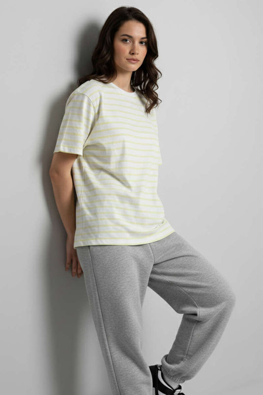 Oversized T-shirt with Stripe Detail Yellow