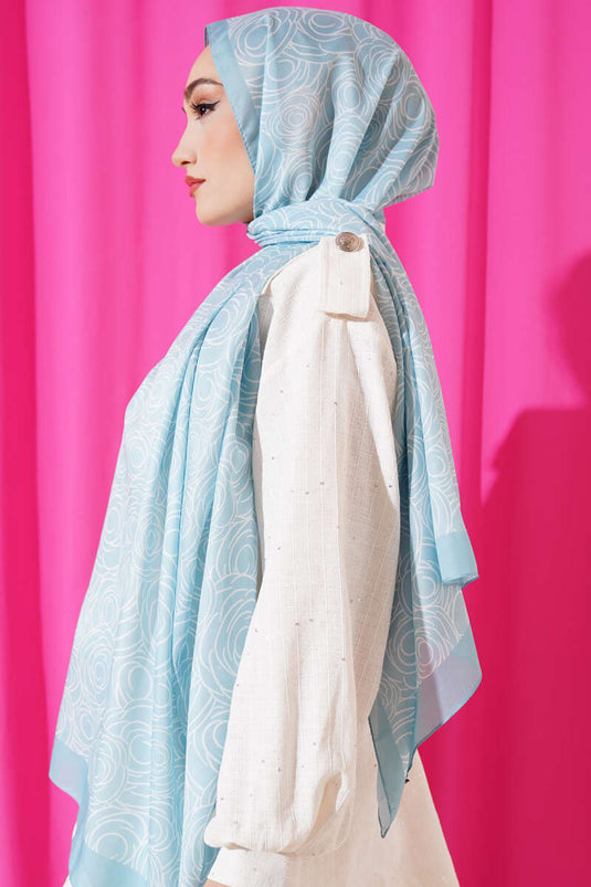 شال ناعم بنقشة وردة مخططة بلون النعناع