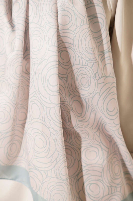 Striped Rose Pattern Soft Shawl Aqua Green