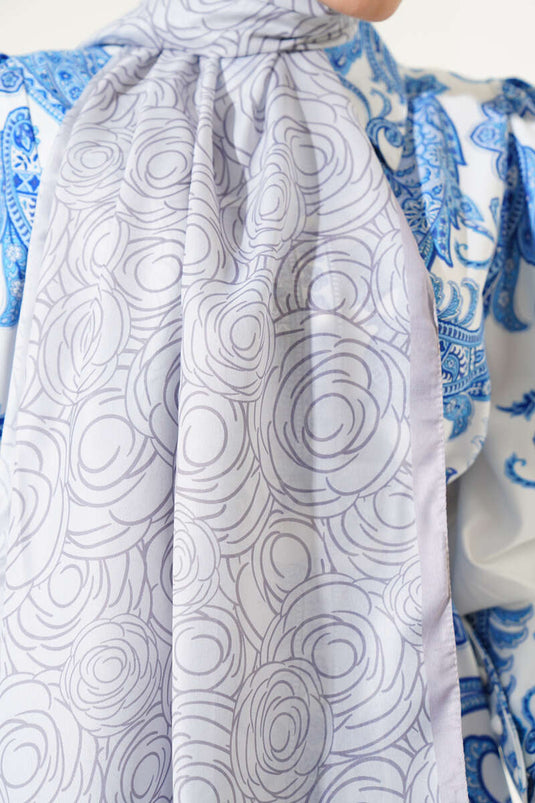 Striped Rose Pattern Soft Shawl Stone