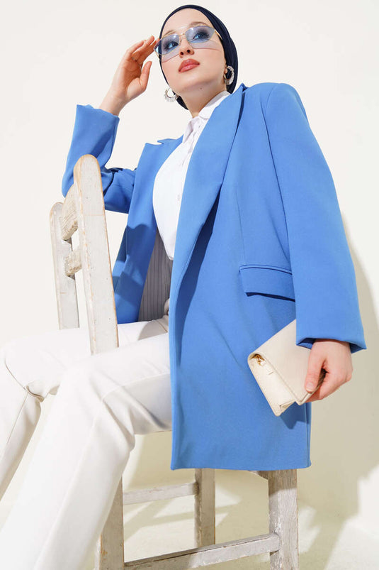 Veste Blazer Doublée Rayée Bleue