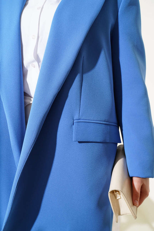 Veste Blazer Doublée Rayée Bleue