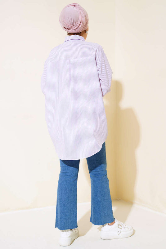 مسحوق القميص ذو الجيب المزدوج المخطط