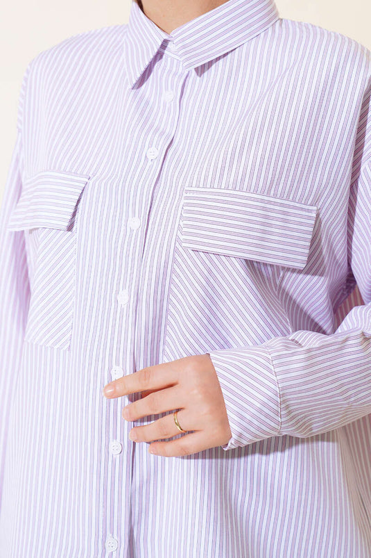 مسحوق القميص ذو الجيب المزدوج المخطط