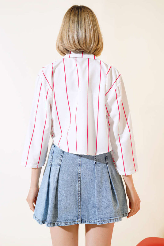 Striped Crop Shirt Fuchsia