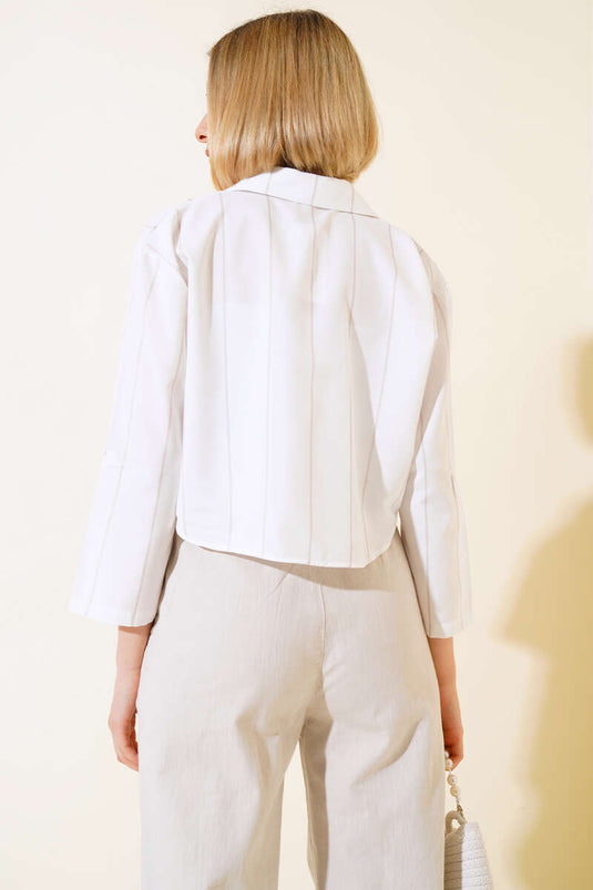 Chemise courte rayée Latte