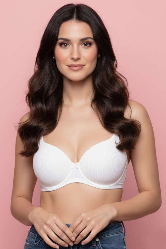 Çizgili Desteksiz Sütyen Ekru