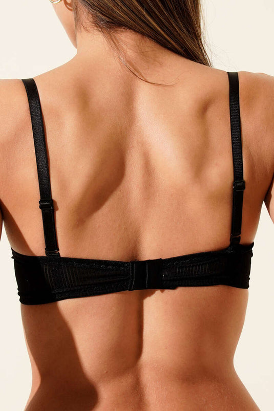 Çizgili Desteksiz Sütyen Siyah