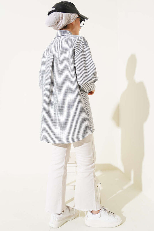 Striped Waffle Shirt Black