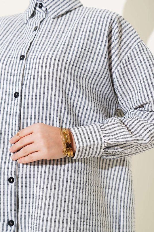 Striped Waffle Shirt Black