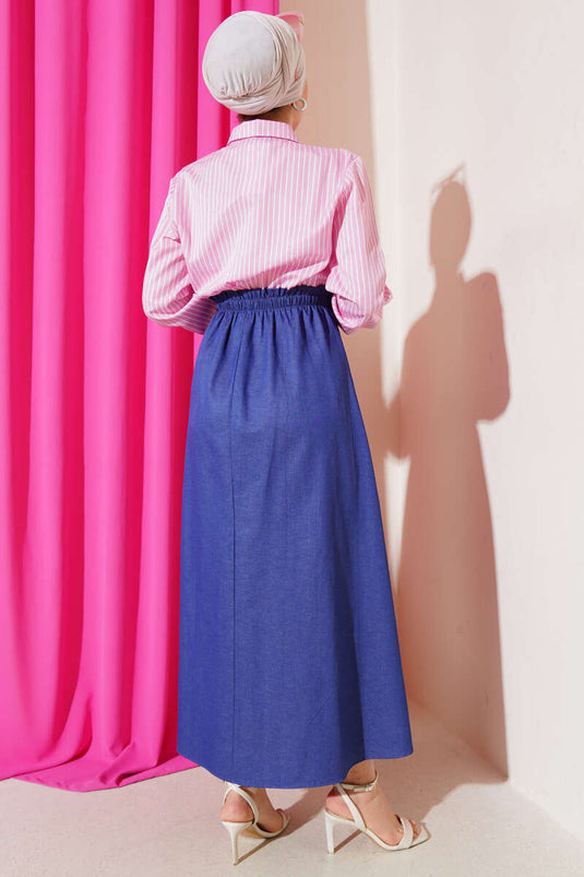 فستان قميص مخطط باللون الوردي