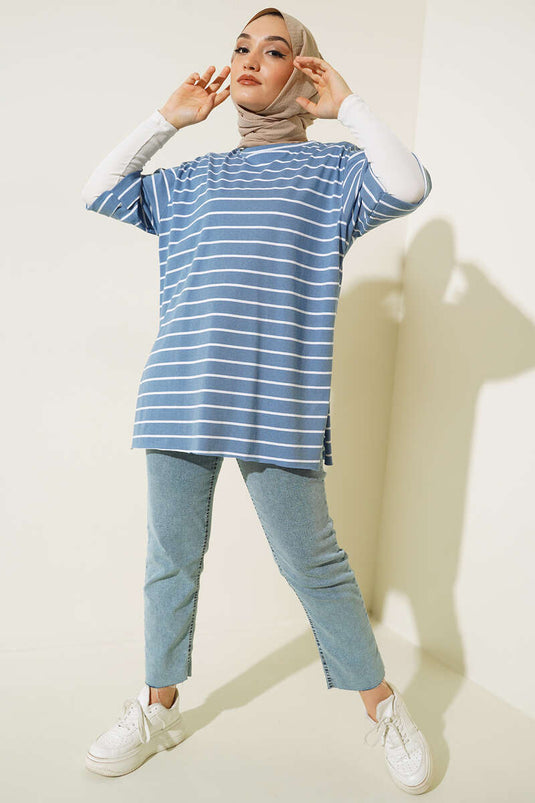 قميص نيلي مخطط