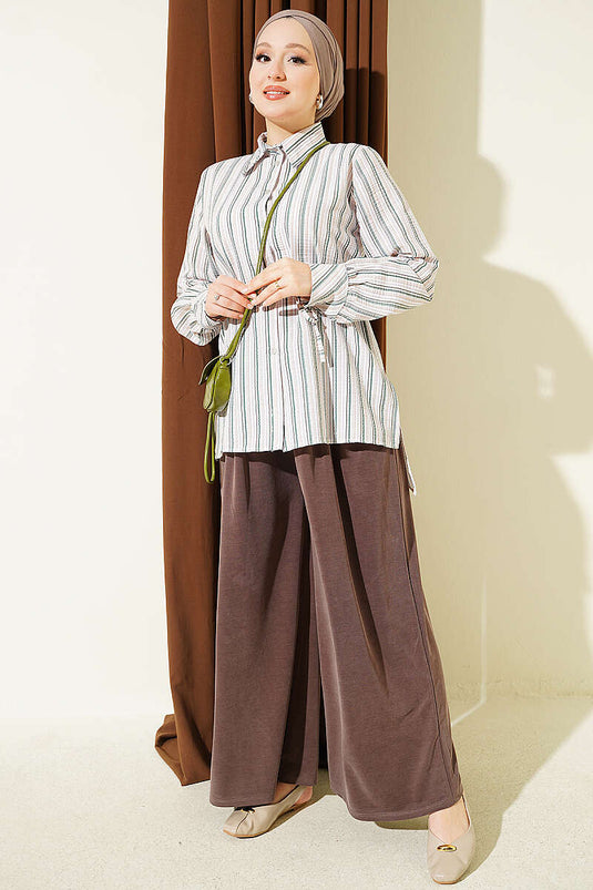 Chemise Rayée Avec Détail À Nœud En Vert