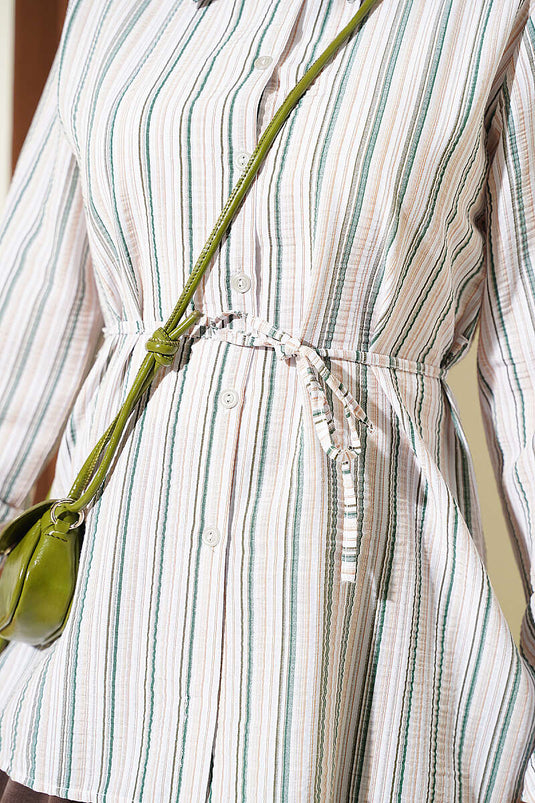 Chemise Rayée Avec Détail À Nœud En Vert