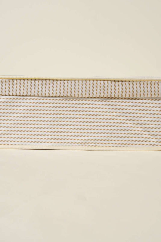 Striped Lid Box Storage Bag Cream