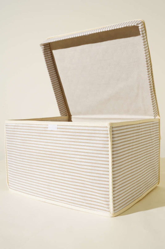 Çizgili Kapaklı Maxi Kutu Hurç Krem