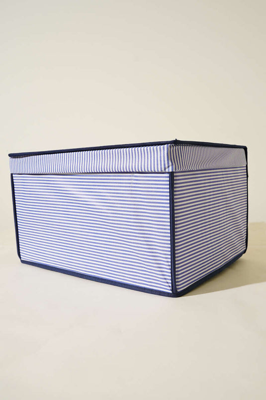 حقيبة تخزين ماكسي بغطاء مخطط باللون الأزرق الداكن